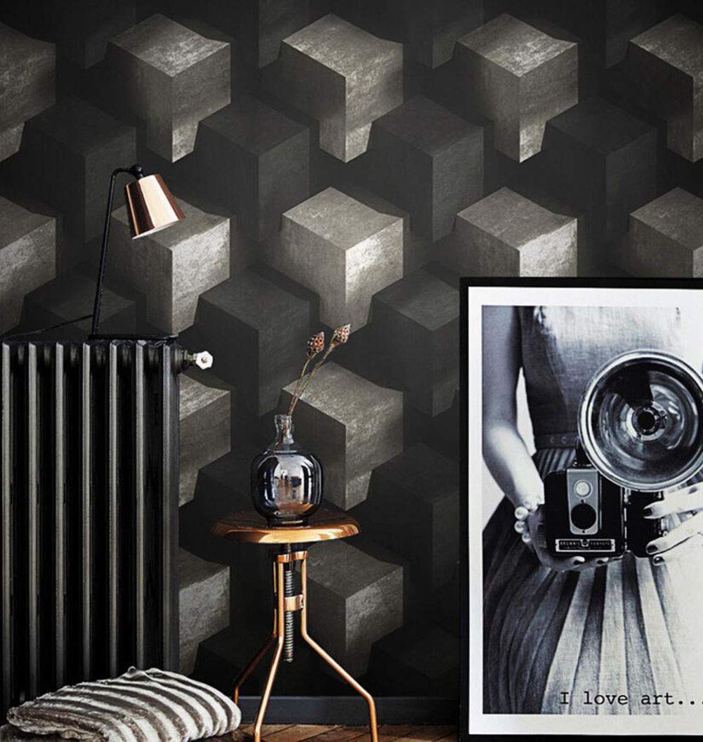 Papier peint motifs géométriques 3D salon TV contemporain et décoration murale hôtel
