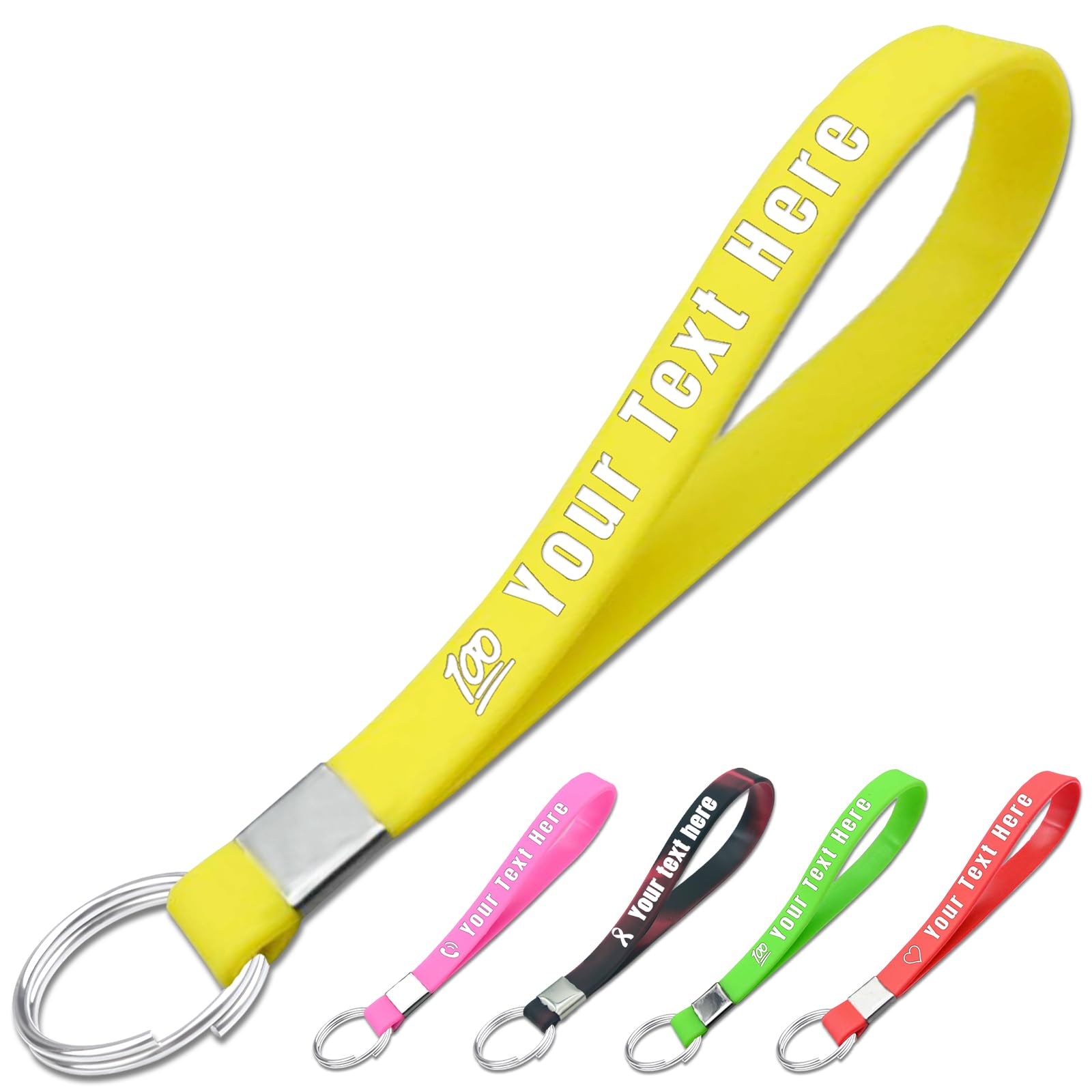 1pc to 500pcs Keychains, Customiz Silicone Bulk Keychains with Engraved Name and Logo, Personalized Rubber Keyrings for Party Favors, Yellow