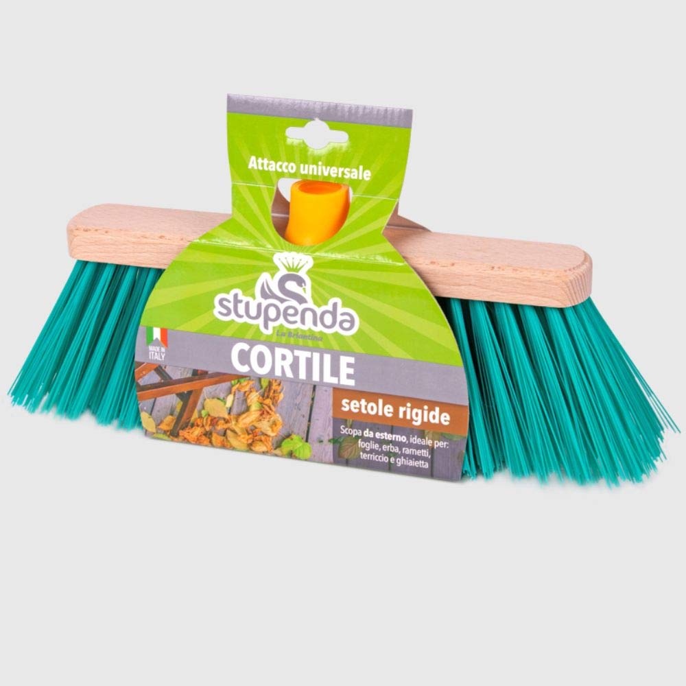 La Briantina Scopa da Esterno Cortile per Giardini e Pavimentazioni Ruvide, con Setole Rigide, Larghezza 18.5 cm, Attacco del Manico Universale