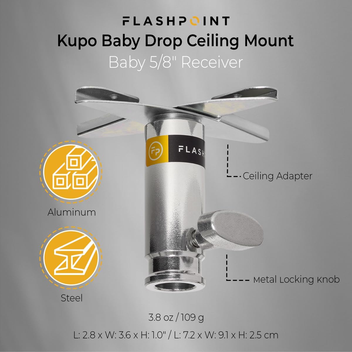 Flashpoint Baby Drop Ceiling Mount, 5/8" Receiver