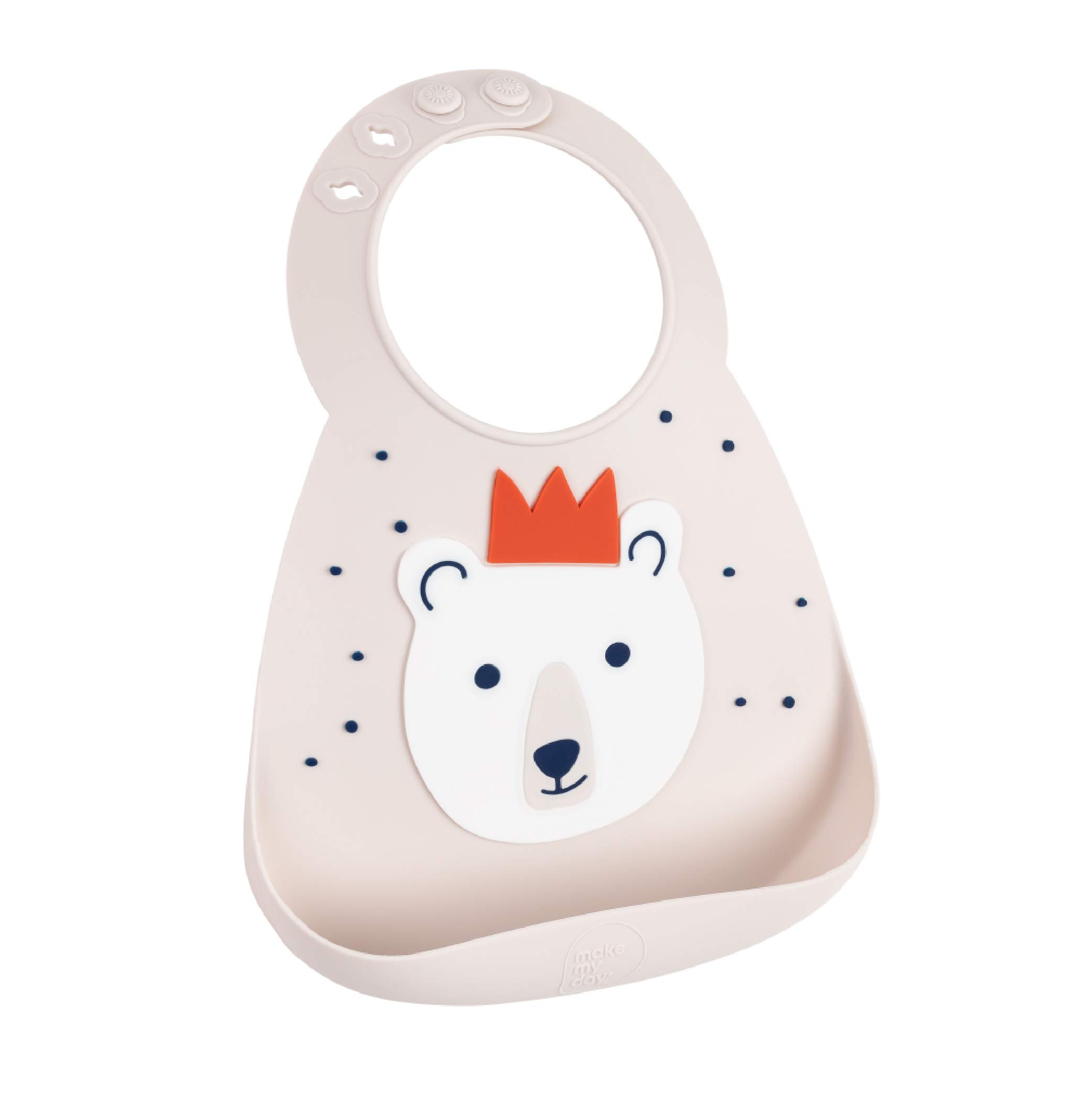 Make My Day Silicone Baby Bib Polar Bear Dishwasher Safe Soft Japan