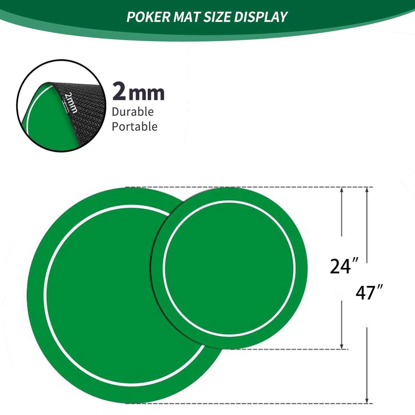 Tragbare Pokermatte, Spielerspiel-Layout-Matte, Faltbare professionelle Casino-Roulette-Tisch-Layout-Matte,Grün,L