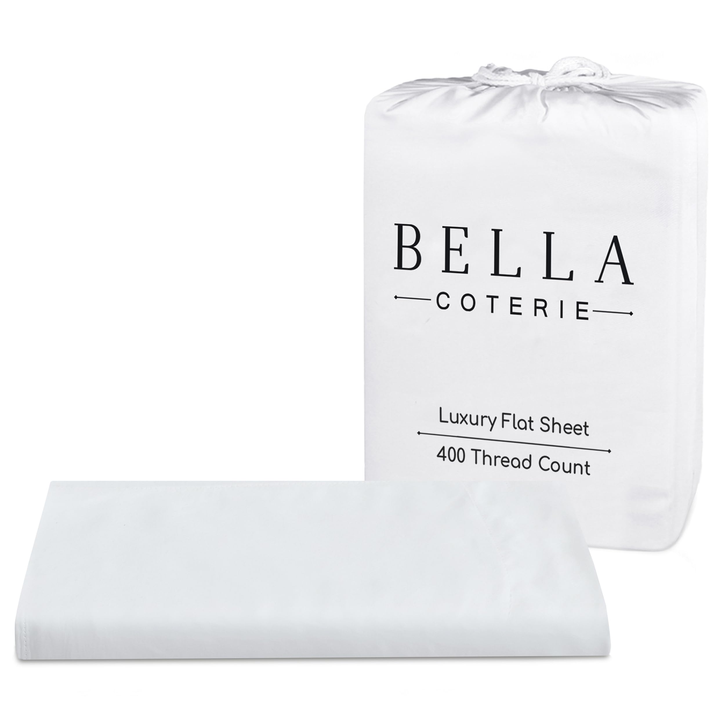 Bella Coterie Luxury Bamboo Viscose Queen Size Flat Sheet | 100% Organically Grown | Ultra Soft | Cooling for Hot Sleepers [White]