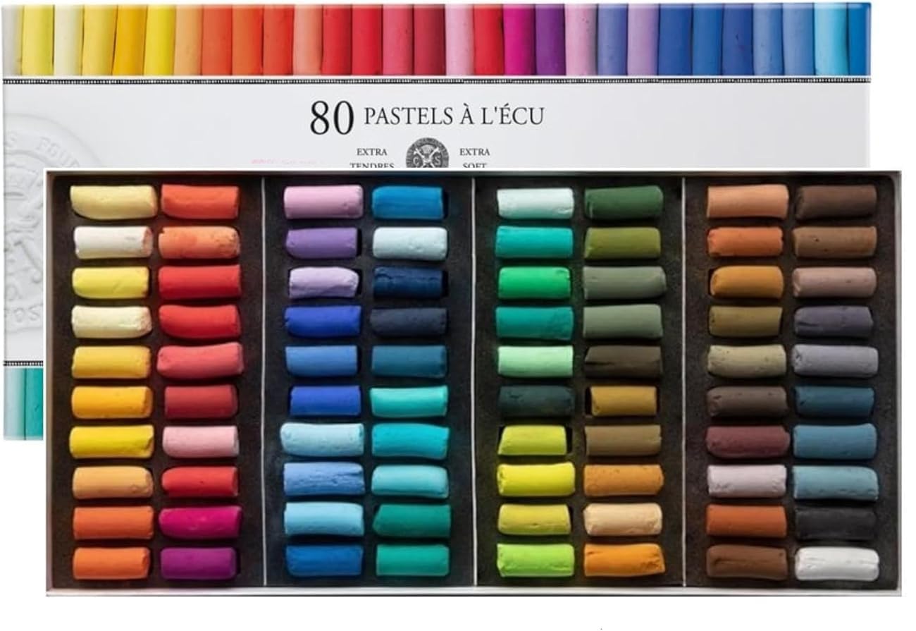 Sennelier Kreda pastelowa sucha, miękkie kredki pastelowe w kolorze ecru, 80 sztuk, General Selection i 2 kartki