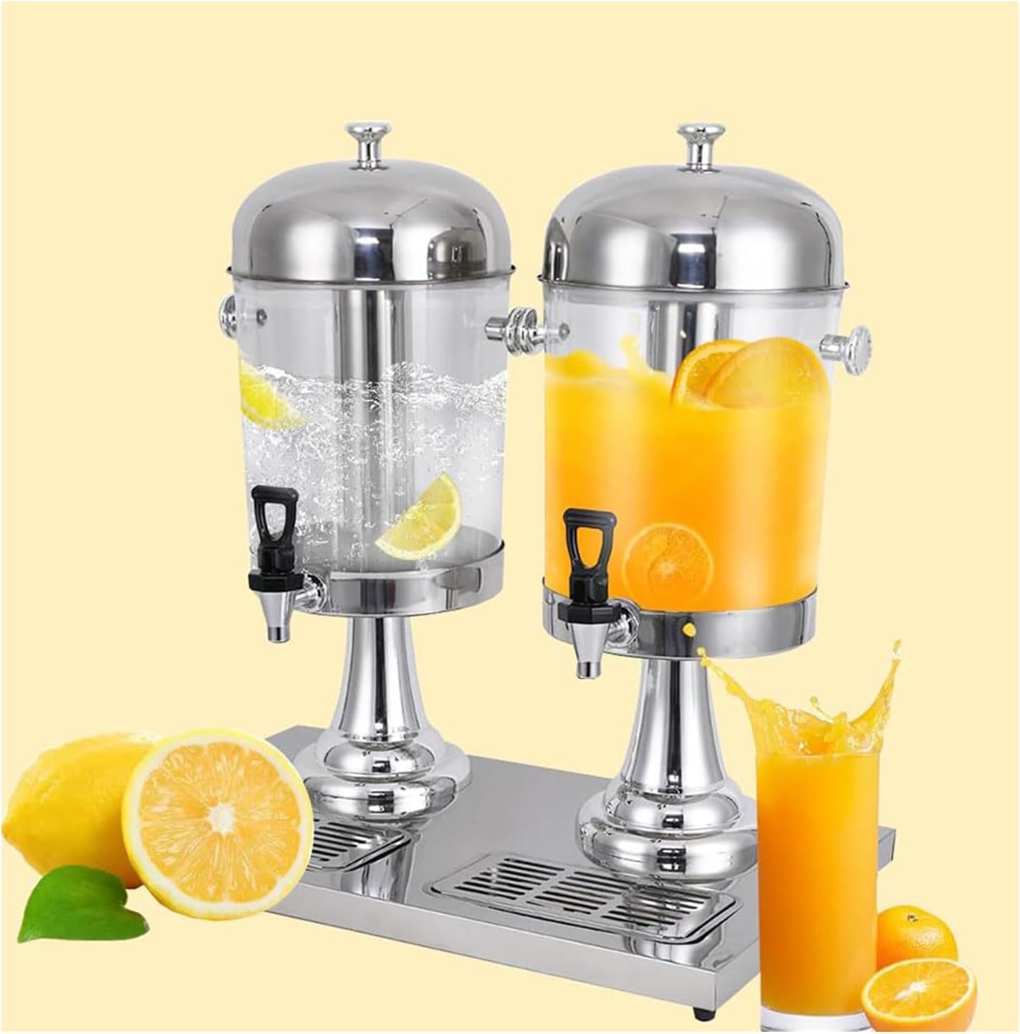 asdchZen Juice Dispenser, Drink Dispensers For Parties, Stainless Steel Cold Water Juice Dispenser With Spigot Ice Container, Hot Beverage Machine For Buffet Catering,16L