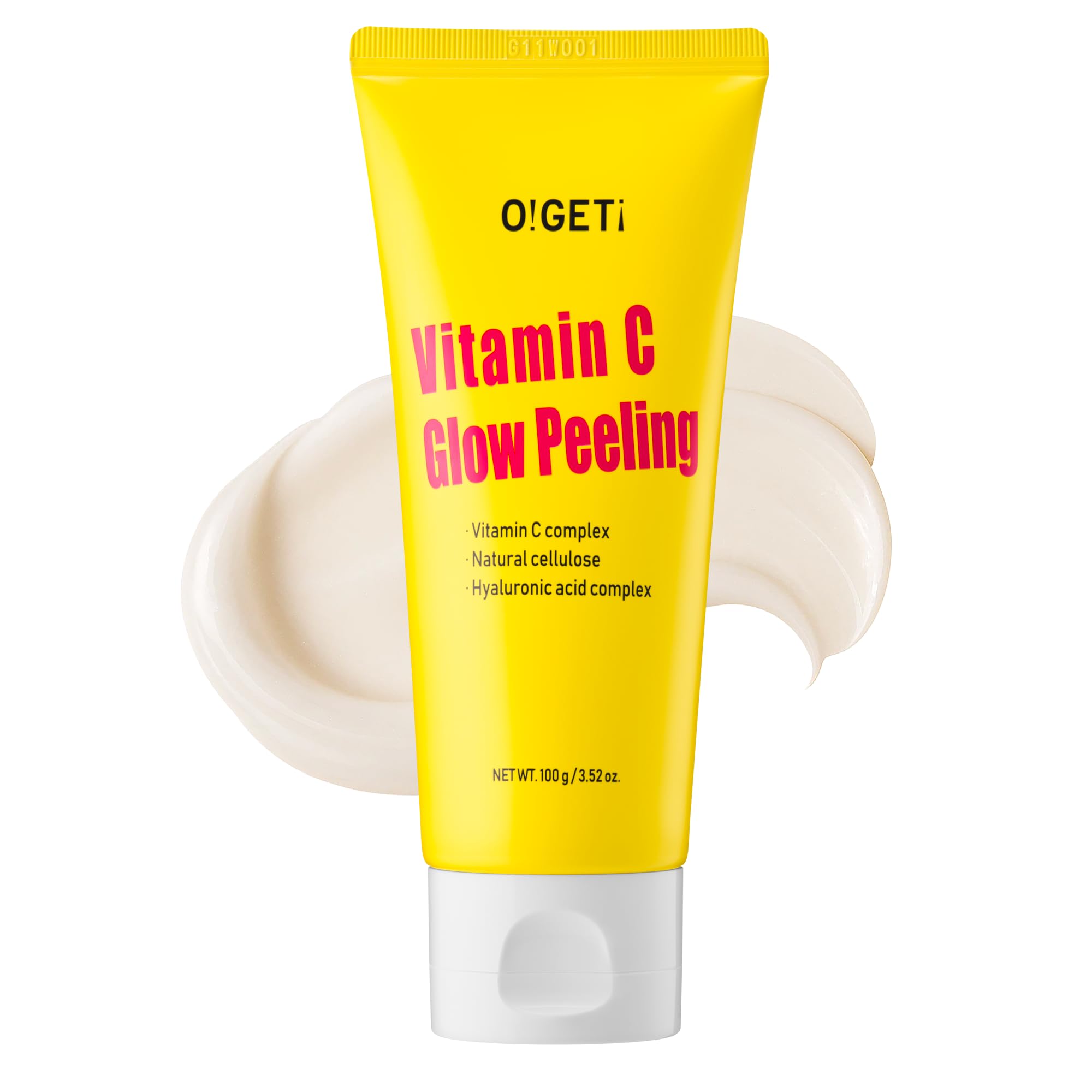 Vitamin C Glow Peeling Gel, Natural Cellulose & AHA Exfoliator, Vitamin C Complex, Upcycled Green Tangerine, Sensitive Skin Safe, 3.6oz