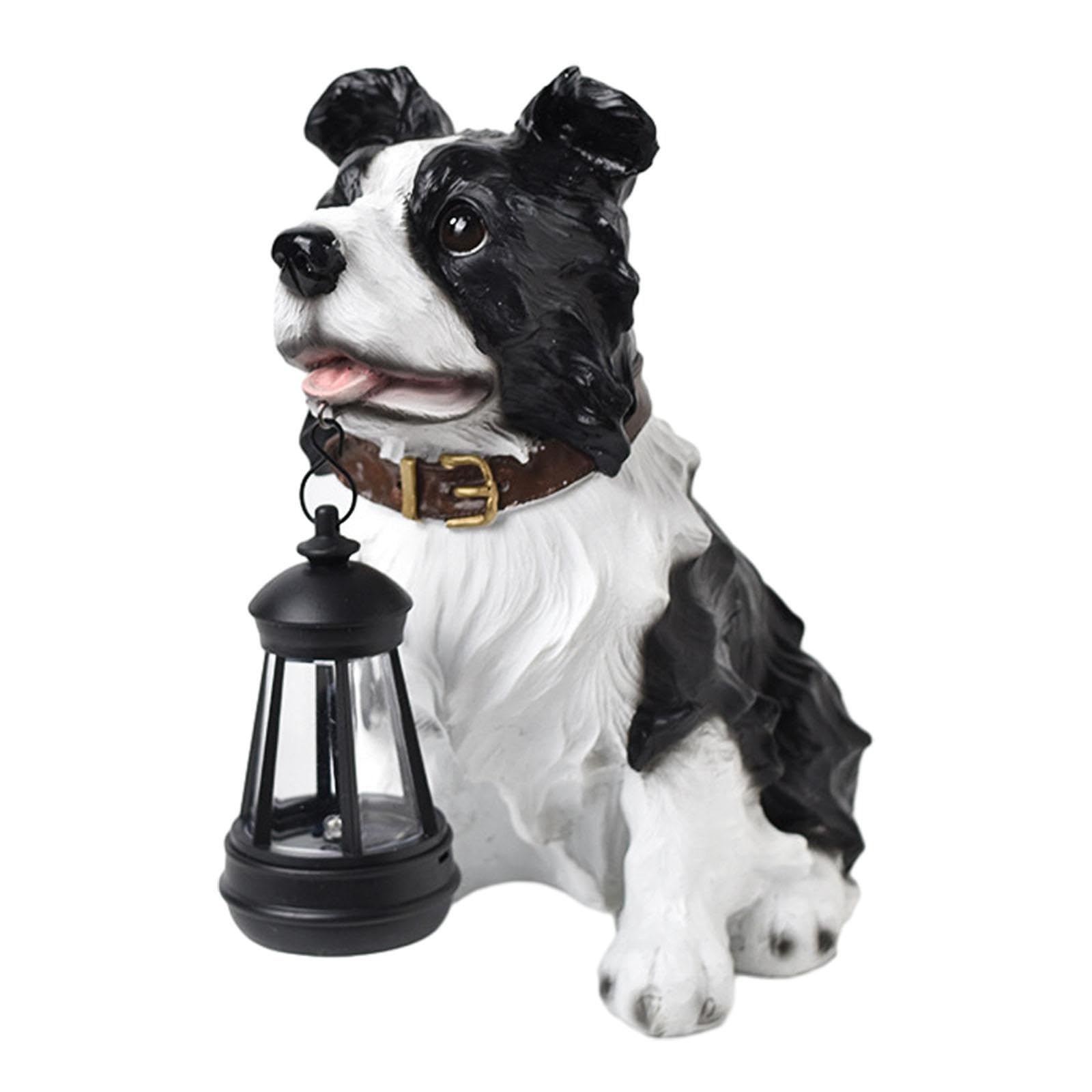 Estatua de Perro de Jardín con Luz Solar Figura de Animal para Patio Césped Jardín Estilo D, Style D