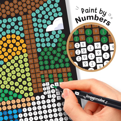 Image of Imagimake Mystery Mosaic Landscapes | Paint by Numbers Kit for Adults, Teens & Grown-Ups | 30 Design Sheets & 20 Colouring Pens | Colouring Book for Stress Relief | Painting Kit for Beginners| Art Therapy kit for Adults