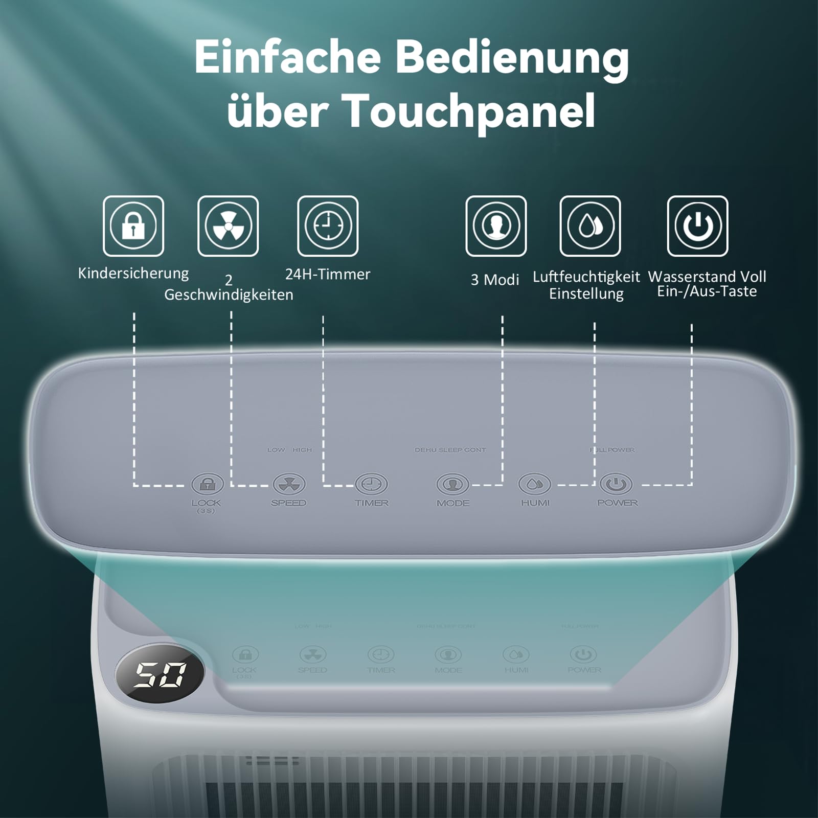 LEENON Luftentfeuchter Elektrisch 12L Entfeuchter Keller Leise Raumentfeuchter with Schlafmodus 24H Timer Wäschetrocknung Ablaufschlauch, Auto-Neustart Dehumidifier 30m² für Wohnung Badezimmer