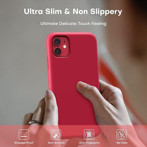 Vista 236 de TOCOL - Funda 5 en 1 para iPhone 11, con 2 protectores de pantalla + 2 protectores de lente de cámara, funda delgada de silicona líquida a prueba