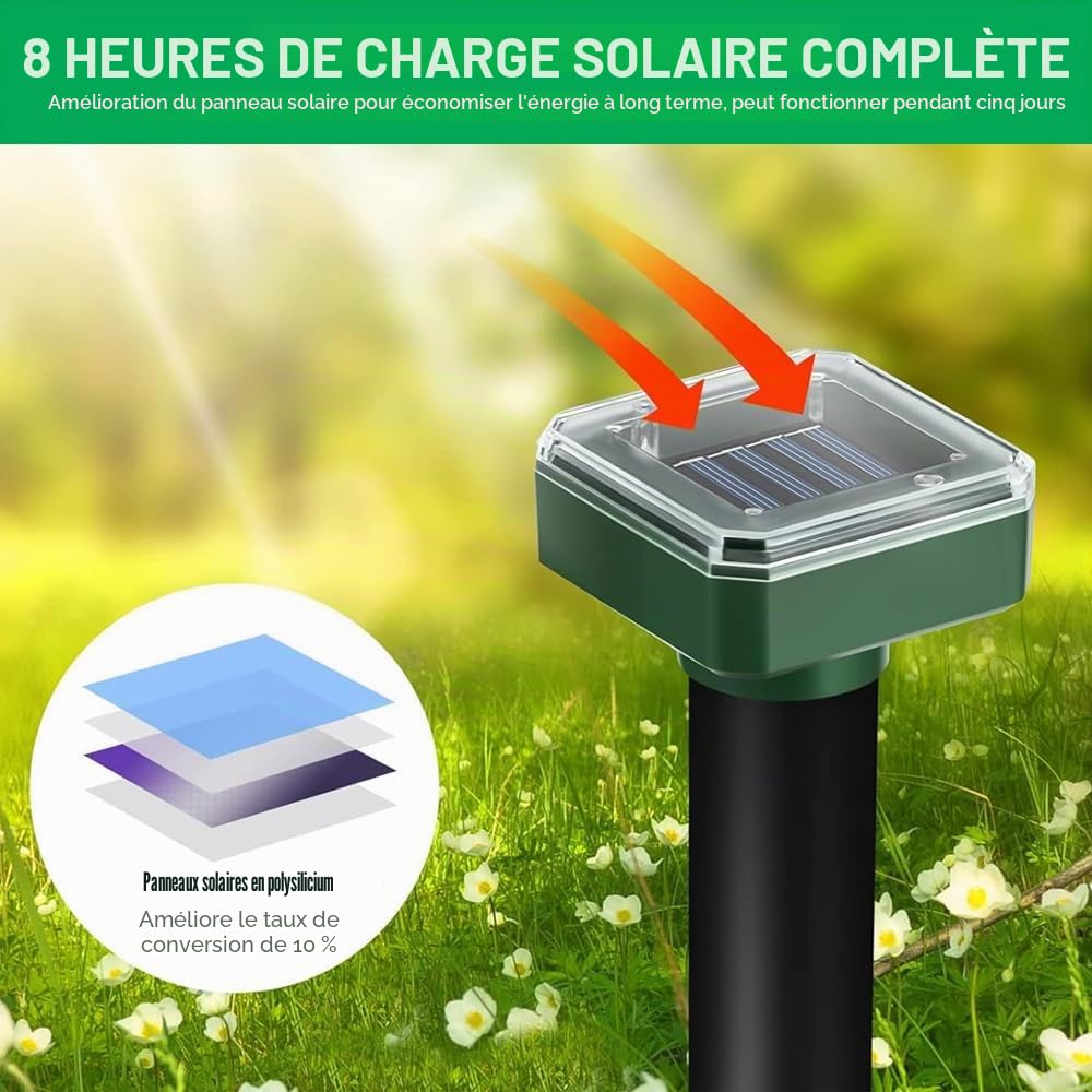 6Pcs Répulsif Taupe Solaire, Anti Taupe Ultrason Solaire, Répulsif Taupe Ultrason Solaire, Anti Taupe Solaire avec Ip65 Imperméable, pour Taupes, Serpents, Campagnols Et Autres Animaux (6Pcs)