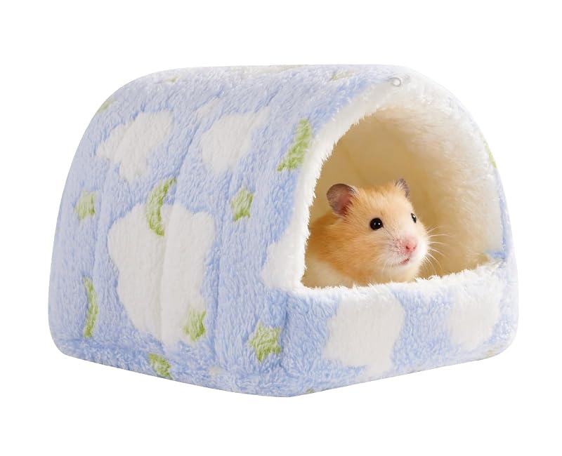 Cama Esconderijo para Pequenos Animais em Fleece Coral Rodizoo Azul 15,24 x 15,24 x 10,16 cm