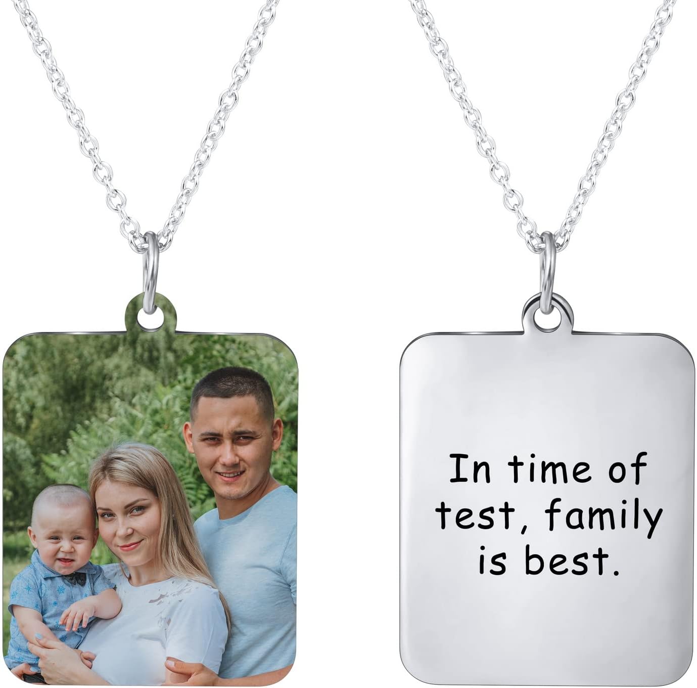 MeMeDIY Personalized Photo Necklace Customized Picture Necklace Sterling Silver Memorial Gift for Couple Women Sister Daughter