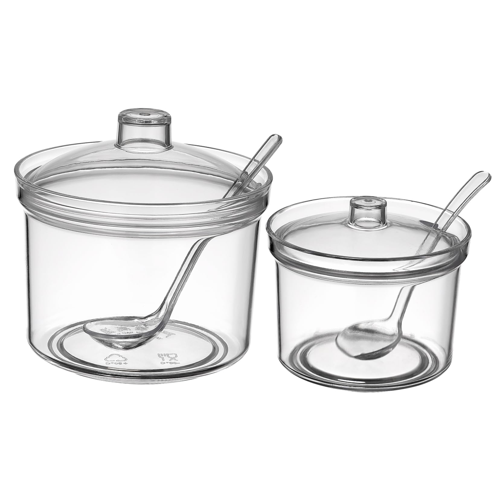 JECOMPRIS Practical 2 Pack Acrylic Spice Jars Salt Sugar Dish Spoons Kitchen Supplies