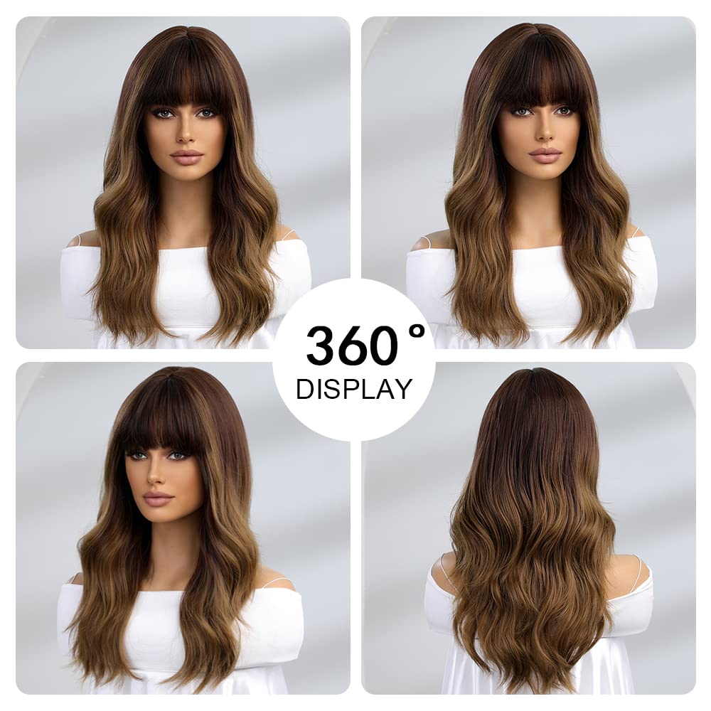 20 Pulgadas De Largo Natural Rizado Negro Ombre Pelucas Marrones Para Las Mujeres De Pelo Sintético Natural Resistente Al Calor De Fiesta Diaria Cosplay Desgaste
