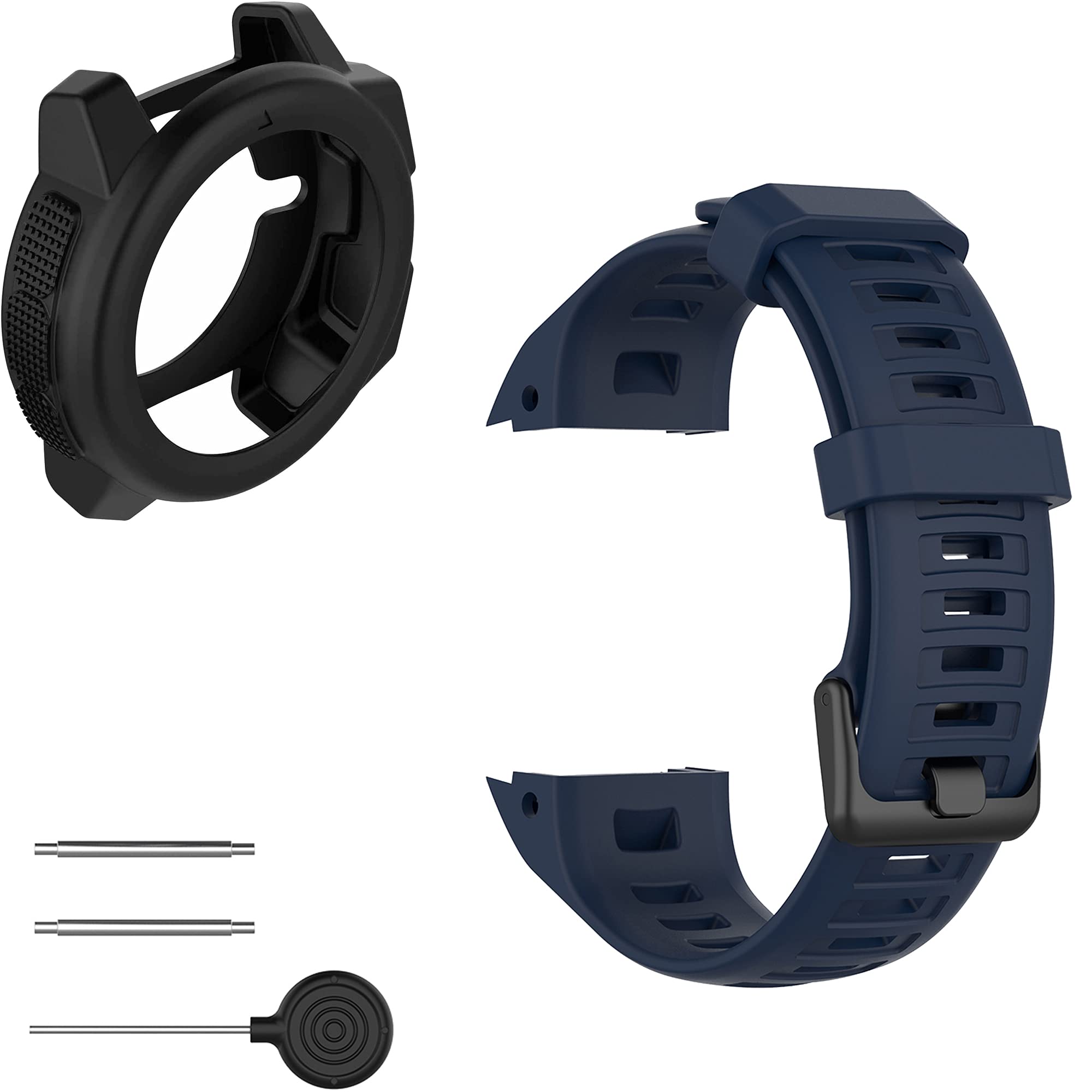 Pasek z etui kompatybilny z Garmin Instinct dla kobiet mężczyzn, klasyczny miękki silikonowy pasek do zegarka Garmin Instinct Tide / Tactical/Dual/Power Surf/Power/Esports Watch (niebieski
