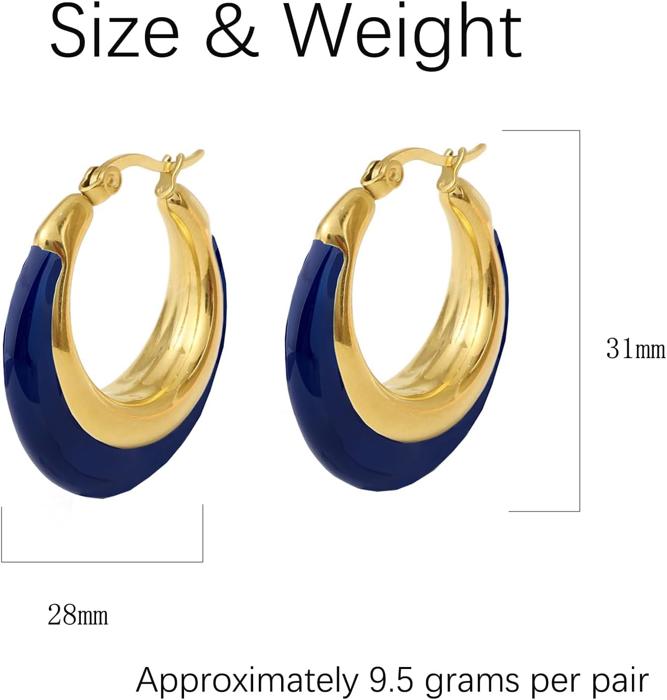 Chunky Enamel Hoop Earrings for Women 18K Gold Plated Colorful Huggie Earrings Enamel Jewelry Valentine's Day Gift for Girlfriend Wife - Image 6