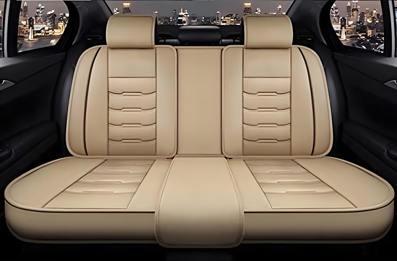 Coche Juegos Cubreasientos Universal para Mini R50 R56 F55 F56 R52 R53 R57 F57 JCW/One/One D/Cooper,Cuero Delanteros Traseros Fundas Asiento Completo Protectores Cómodo Accesorios,B/Beige