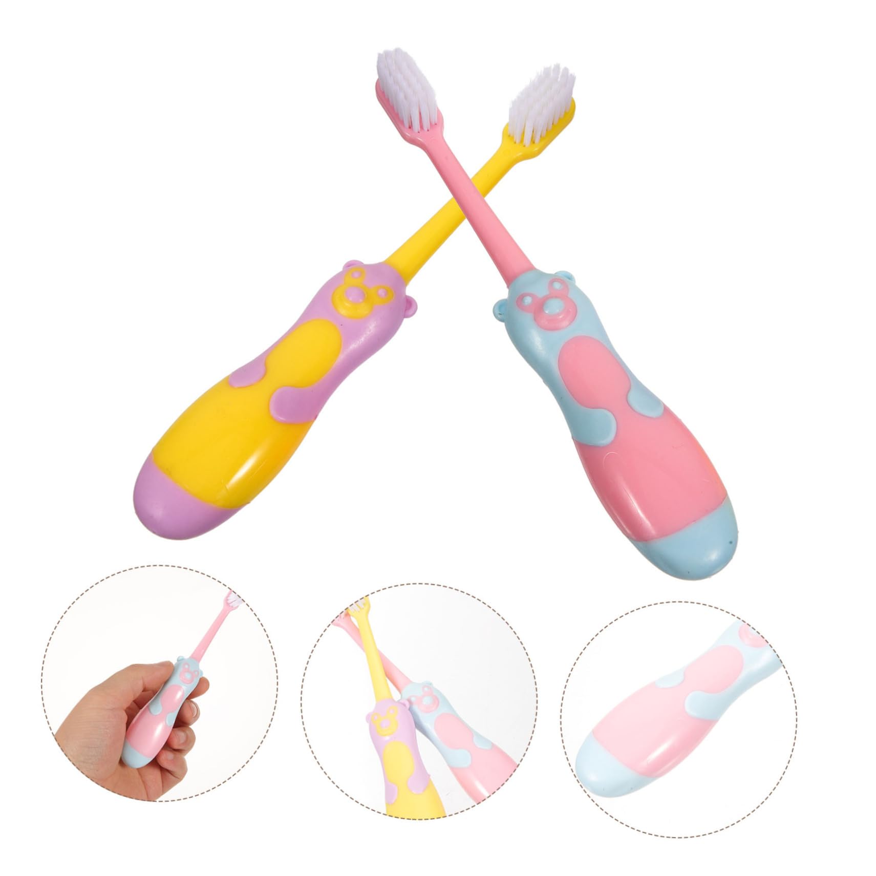 Healeved 3 Set Di Spazzolini Manuali Per Bambini Design Adorabile Dei Cartoni Animati Materiale Pp Spazzola Per La Pulizia Delicata Per La Dei Bambini Piccoli 6 Pezzi * 3