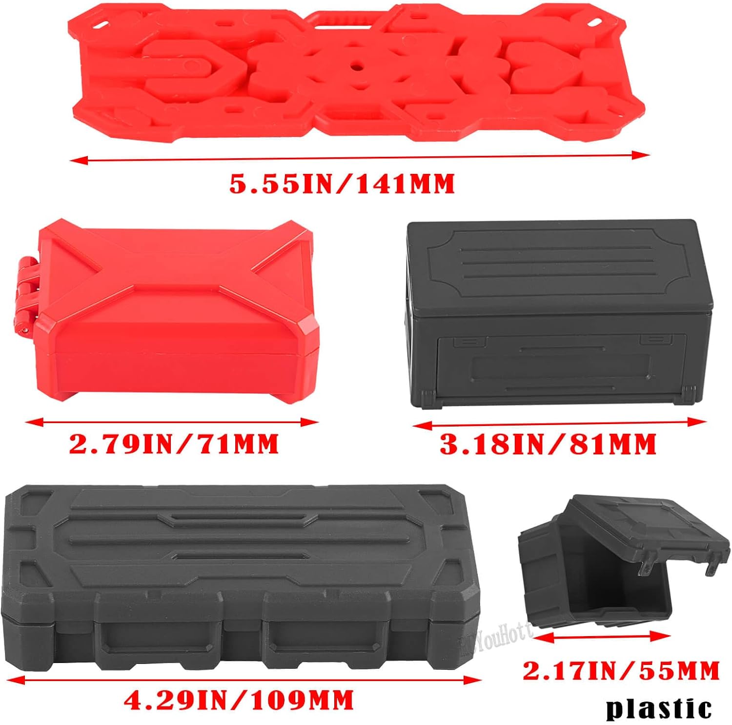 RC Crawler Car Decoration Simulation Decorative Package Upgrades Part for 1/10 Trx4 Trx6 SCX10 Redca t GEN 7 8 Rc4w d,Luggage Net,Recovery Board,Luggage,Fuel Tanks,Toolbox,Antennas,Green