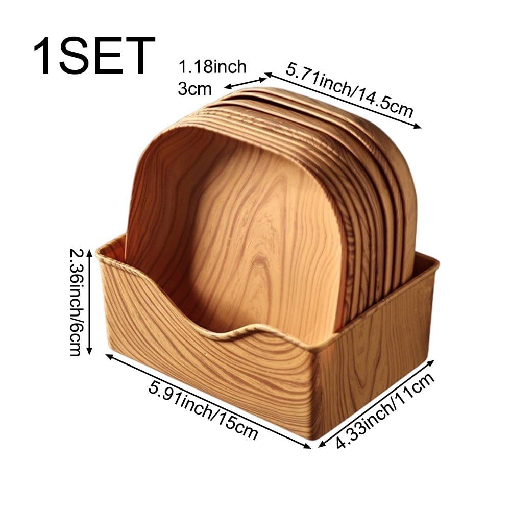 木製トレー（皿） 10枚セット Amazon｜プレート 皿 トレー 角丸四角 径14.5cm 10枚セット お菓子