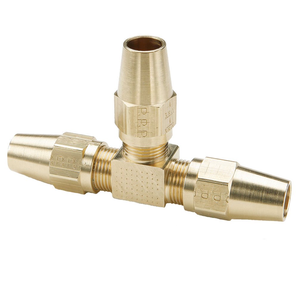Parker 264AB-4-pk10 Air Brake D.O.T. Compression Style Fitting, Tube to Tube, Compression Tee, Brass, 1/4