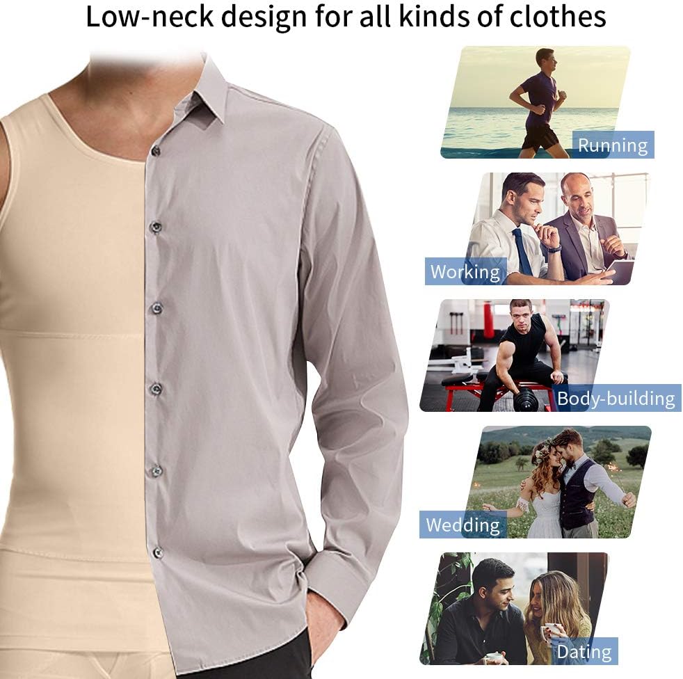 Mens Body Shaper Compression Tank Top Slimming Shapewear Abdomen Undershirt - Image 5