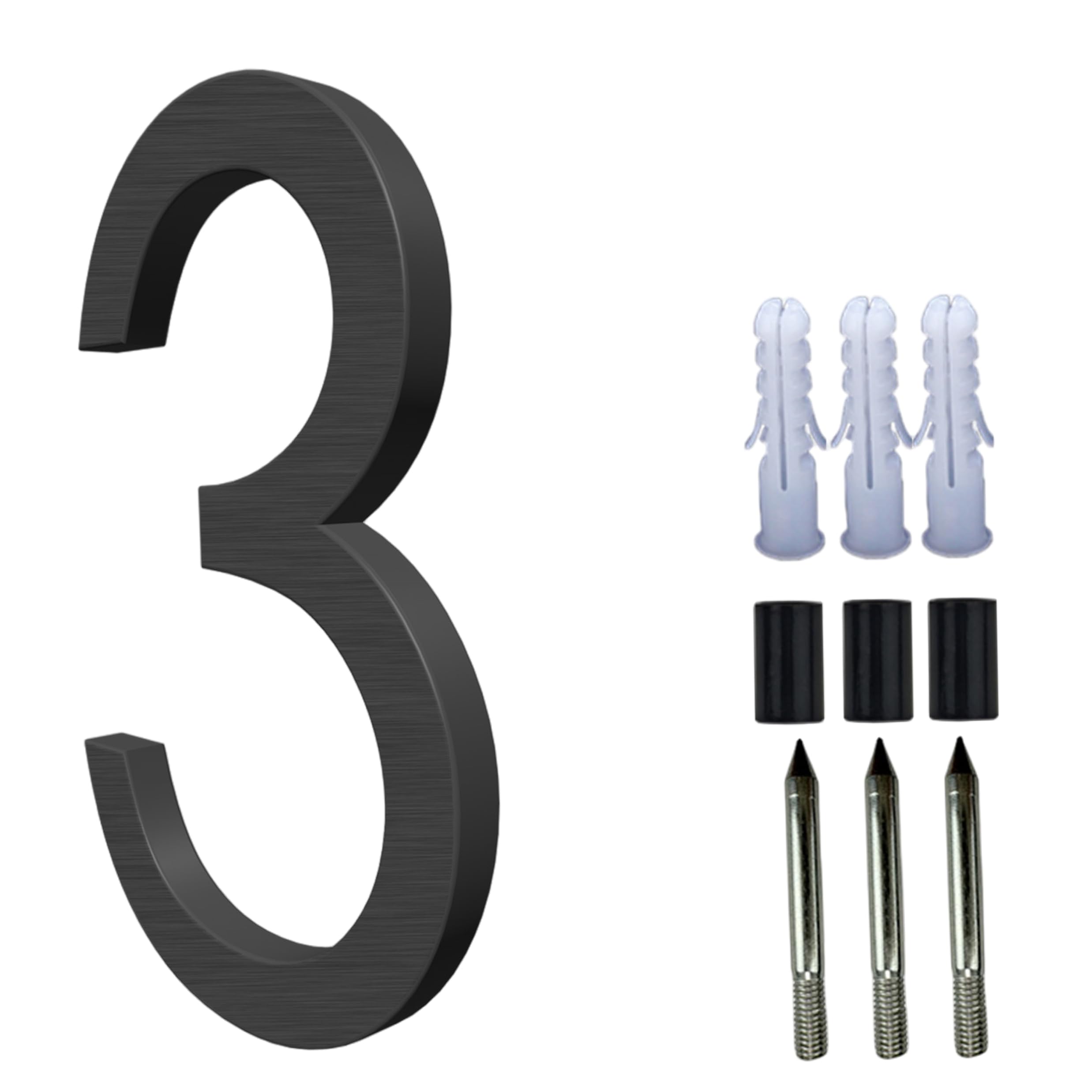 Floating House Number 5 Inch Aluminum Outdoor House Numbers with Accessories Mailbox & Address Number, Black, 3