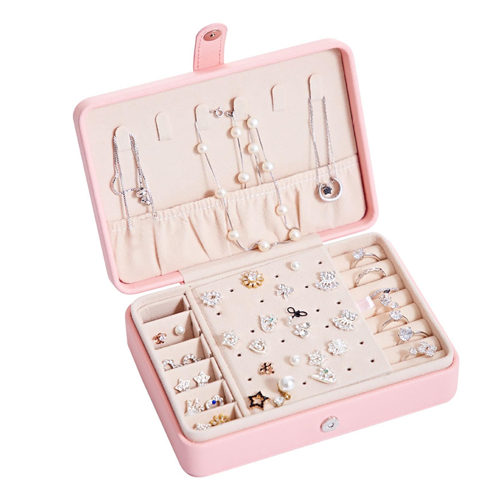 Jewelry Boxes for Women 2 Layers Portable PU Leather Jewelry Organizer with Removable Tray Travel Jewelry Case Large