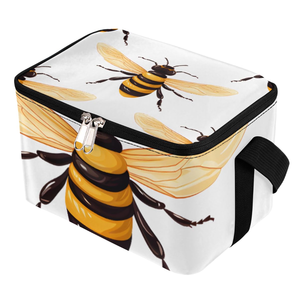 GzLeyigou Lunch Bags for Women Men 9 Cans,Bee Print Hot & Cold Food Delivery Bag Insulated Grocery Bag Insulated Lunch Box Bees Cooler Bag for Office Work Picnic Beach