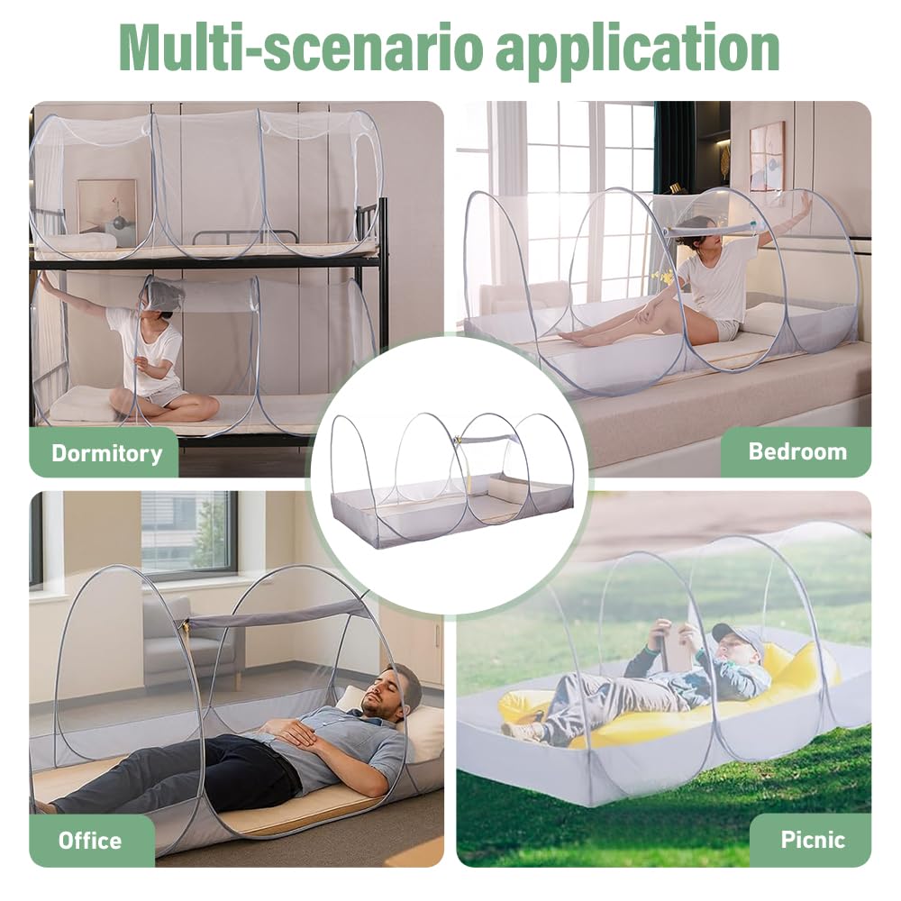 Mosquitera Pop Up, mosquitera cama 190 x 90 x 90 cm viaje plegable para cama individual camping individual pop-up mosquitera Be