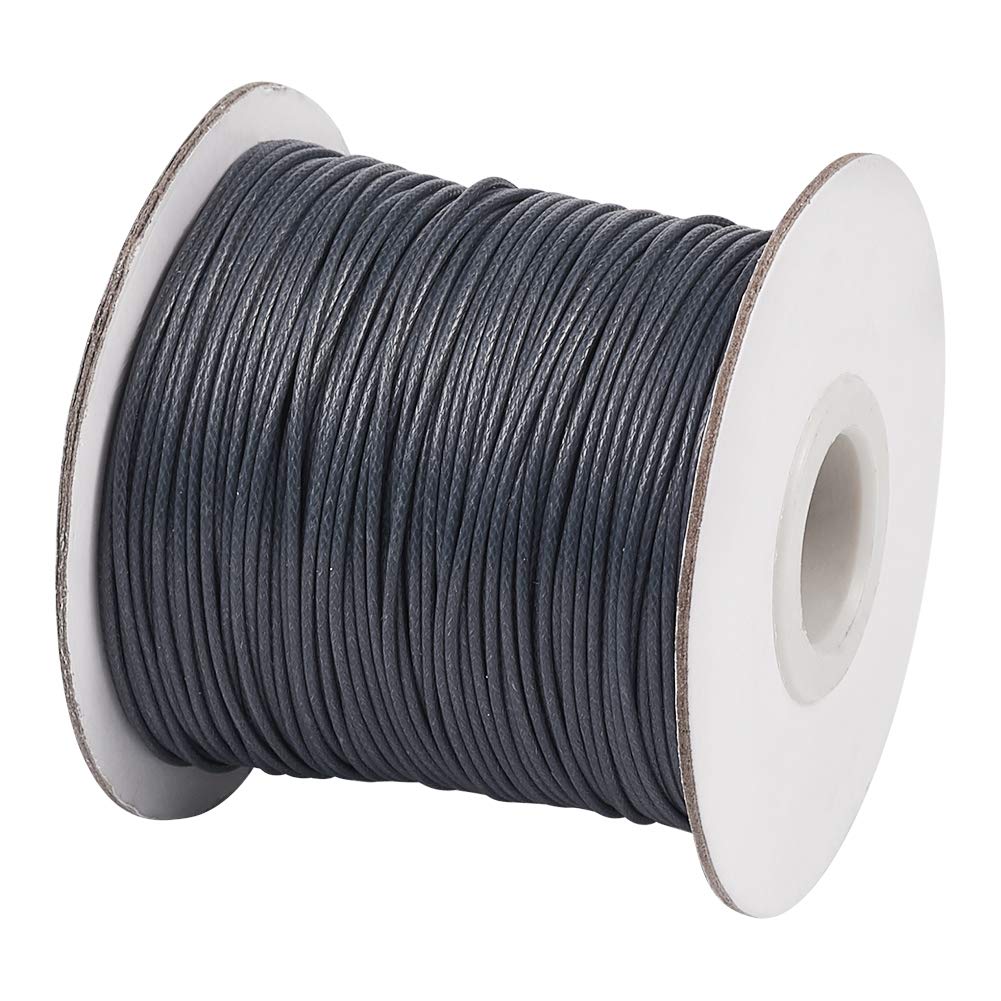 Cheriswelry 85yards 1mm Waxed Cotton Cord Thread Beading String Rope with Spool for Jewellery Making Macrame,DarkGray