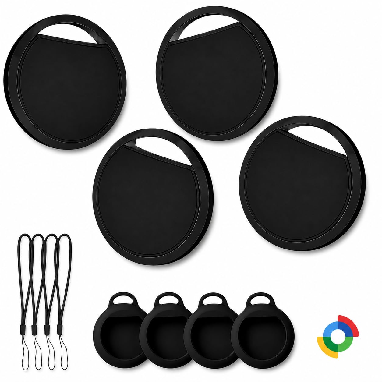 Localizador GPS Android. Autorizado por Google | Tracker Android (No Apple) | Smart Tag Google | Rastreador para Llaves, Niños, Personas Mayores, Perros, Coche, Moto | Finder Bluetooth | Pack 4