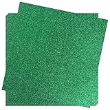 Crafasso 12' x 12' 300gms Heavy & Premium Glitter cardstock, 15 Sheets, Green