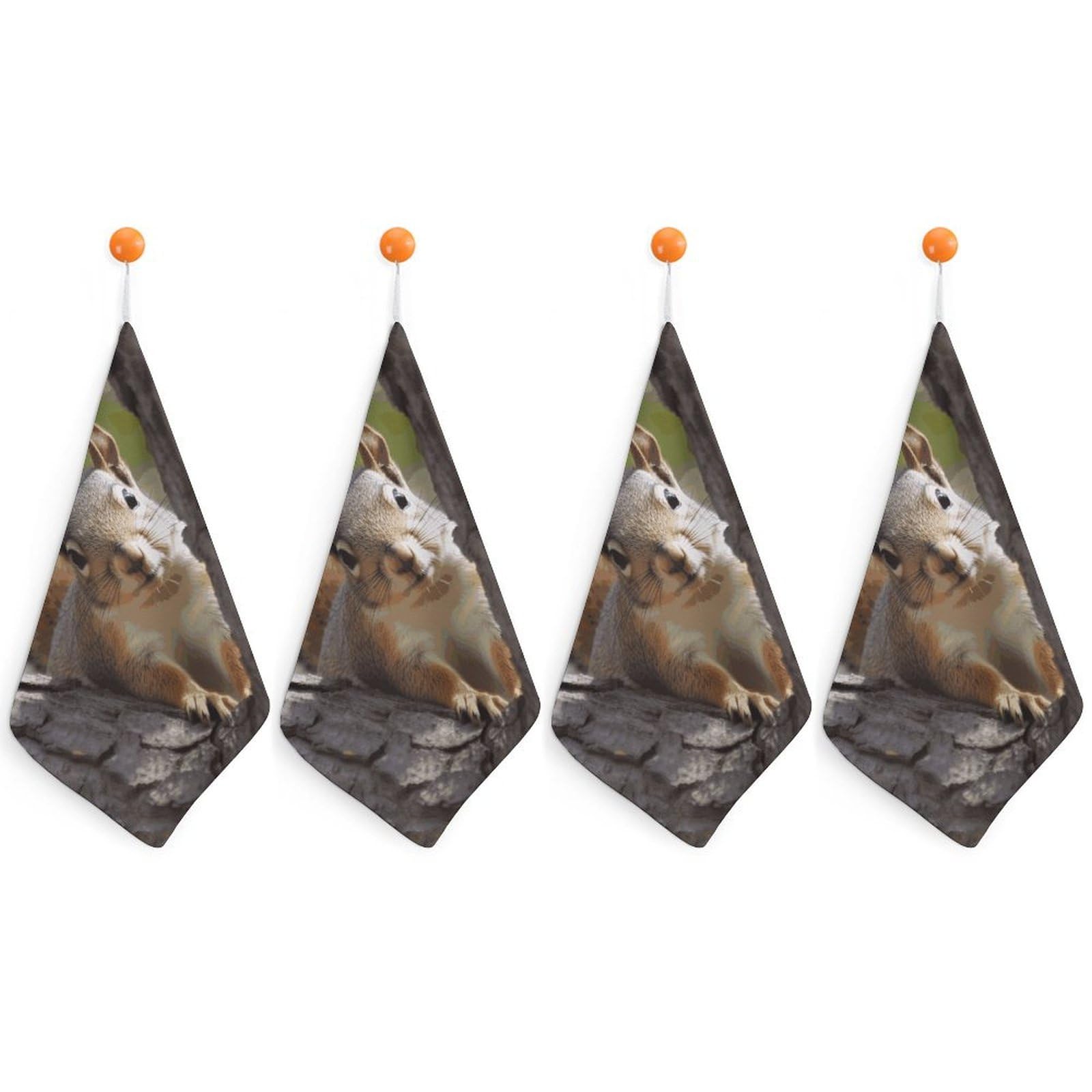LDGSUPH Squirrel in The Tree Hand Towels Fashion Hand Face Towel with Hanging Strap Absorbent Soft Decorative Towel Fade Resistant Cozy Face Cloths for Kitchen Gym Bathroom Towels 4PCS