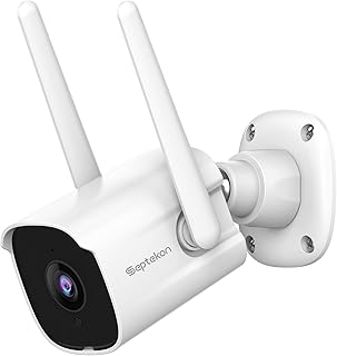 Septekon Security Camera Outdoor CCTV Camera Wireless, 1080P Dual Antenna WiFi Home Surveillance Cameras with IP66 Waterproof, Night Vision, AI Motion Detection, 2-Way Audio, White - P30