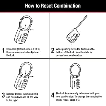 Master Lock Padlock, Set Your Own Combination TSA Locks for Luggage, Travel Zipper Lock with Cable Shackle is 1-3/16 in. Wide, Colors May Vary, 4688T, 2 Count (Pack of 1)