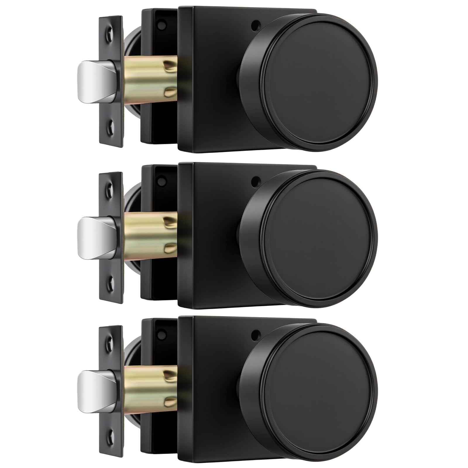 Brushed Gold Door Knobs - 6 Pack Privacy Knobs -23