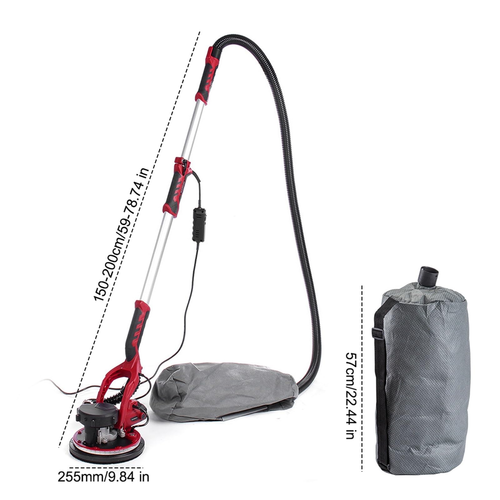 Levigatrice a Nastro, Levigatrice elettrica for cartongesso 1280W a velocità variabile con macchina for levigatura a polvere for stucco a parete leggera a LED for vuoto automatico