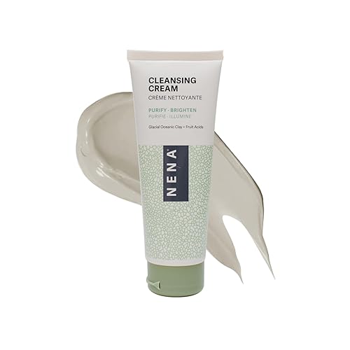 NENA Jabón facial natural para piel seca - Limpiador facial suave y antienvejecimiento para mujeres con ácido glicólico y arcilla glacial -