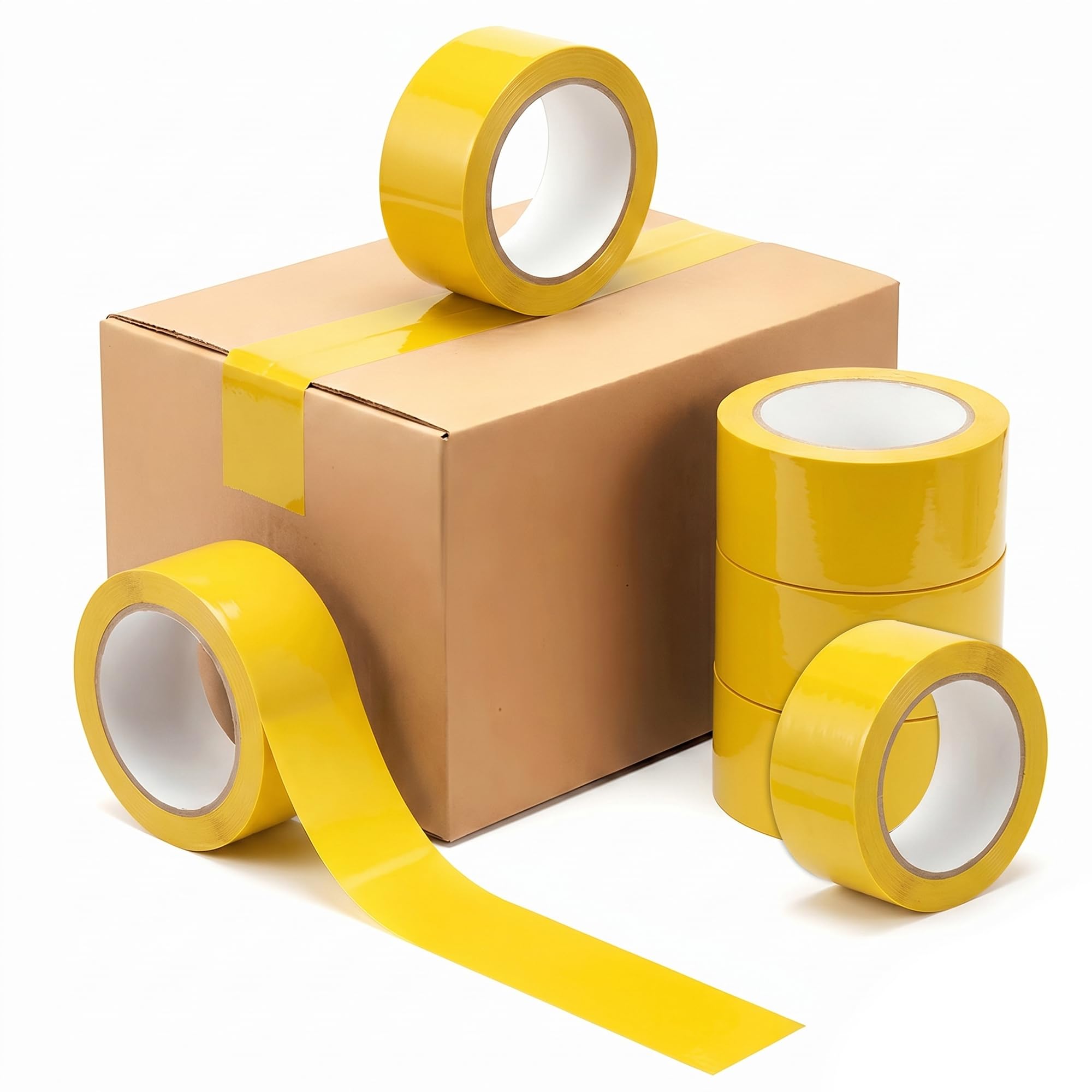 Tezraftaar® 24 x Parcel Packaging Tape Yellow Carton Sealing Tape 48mm x 66m Heavy Duty Strong for Box Packing Shipping Warehouse Industrial Office uses