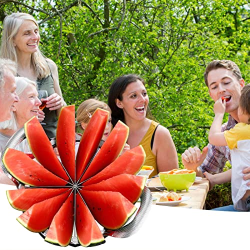 Limily Watermeloensnijder van roestvrij staal, fruitsnijder van roestvrij staal met antislip handvat, klein keukengereedschap voor watermeloen, cantaloupe, geurlamp - Image 3