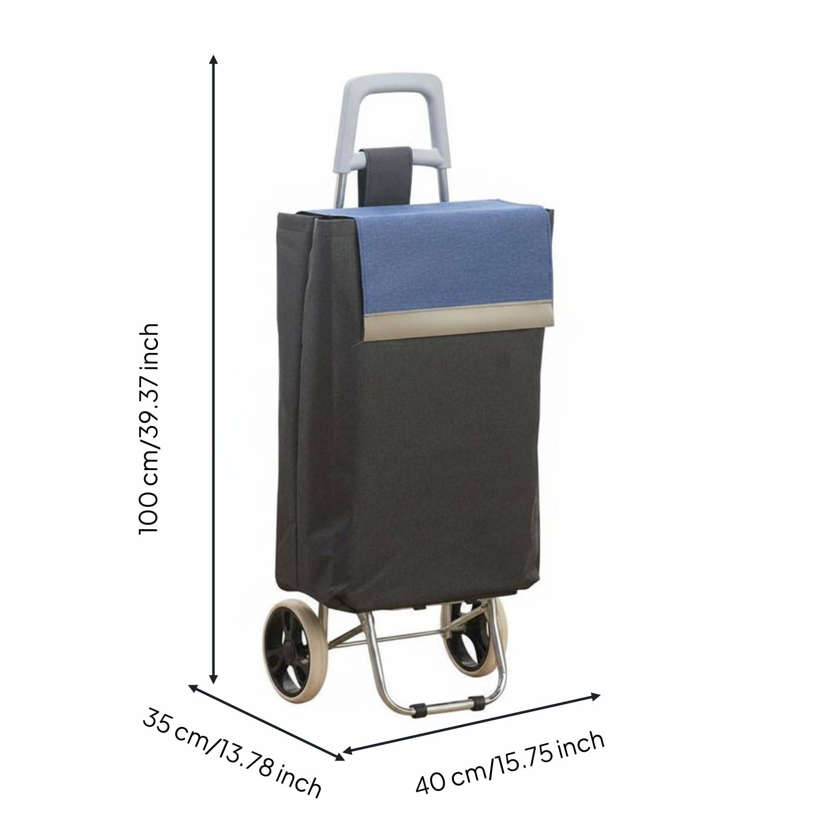 Harilla Chariot de Courses Chariot Pliant Panier à roulettes Caddie Utilitaire Sac à avec Rabat en Oxford et Structure Galvanisée Pliable et Léger Convient, Noir