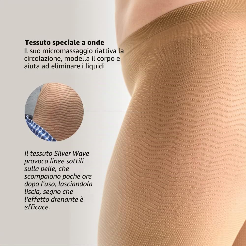 SOLIDEA Leggings Donna Micromassaggianti Silver Wave Long | Leggings Donna Compressione Graduata (Nero, 42)