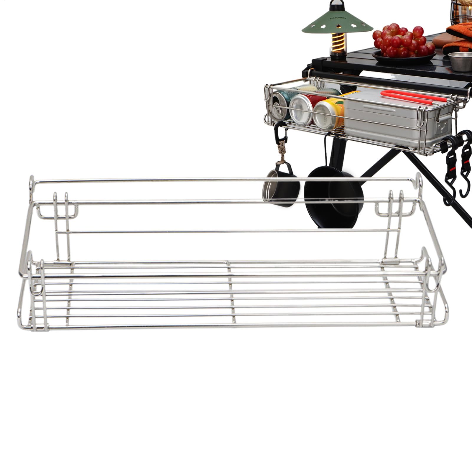 Organisateur de rangement pliable portable accessoires camping acier 35.7cm