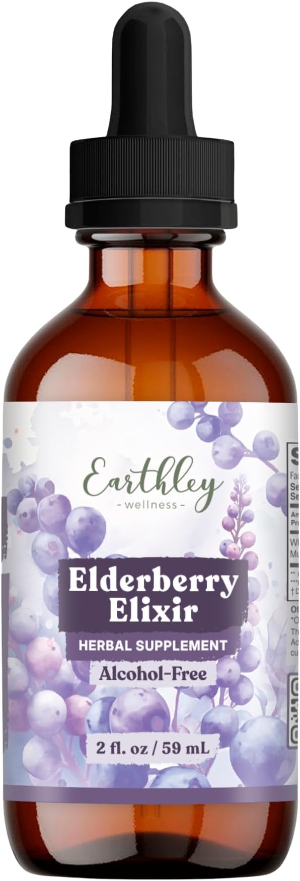 Elderberry Elixir Drops, Herbal Elderberry Syrup Alternative, Powerful Immune & Respiratory Support, Shelf Stable with Mullein, Orange Peels, and Cloves (2oz, Kids, 120+ doses)