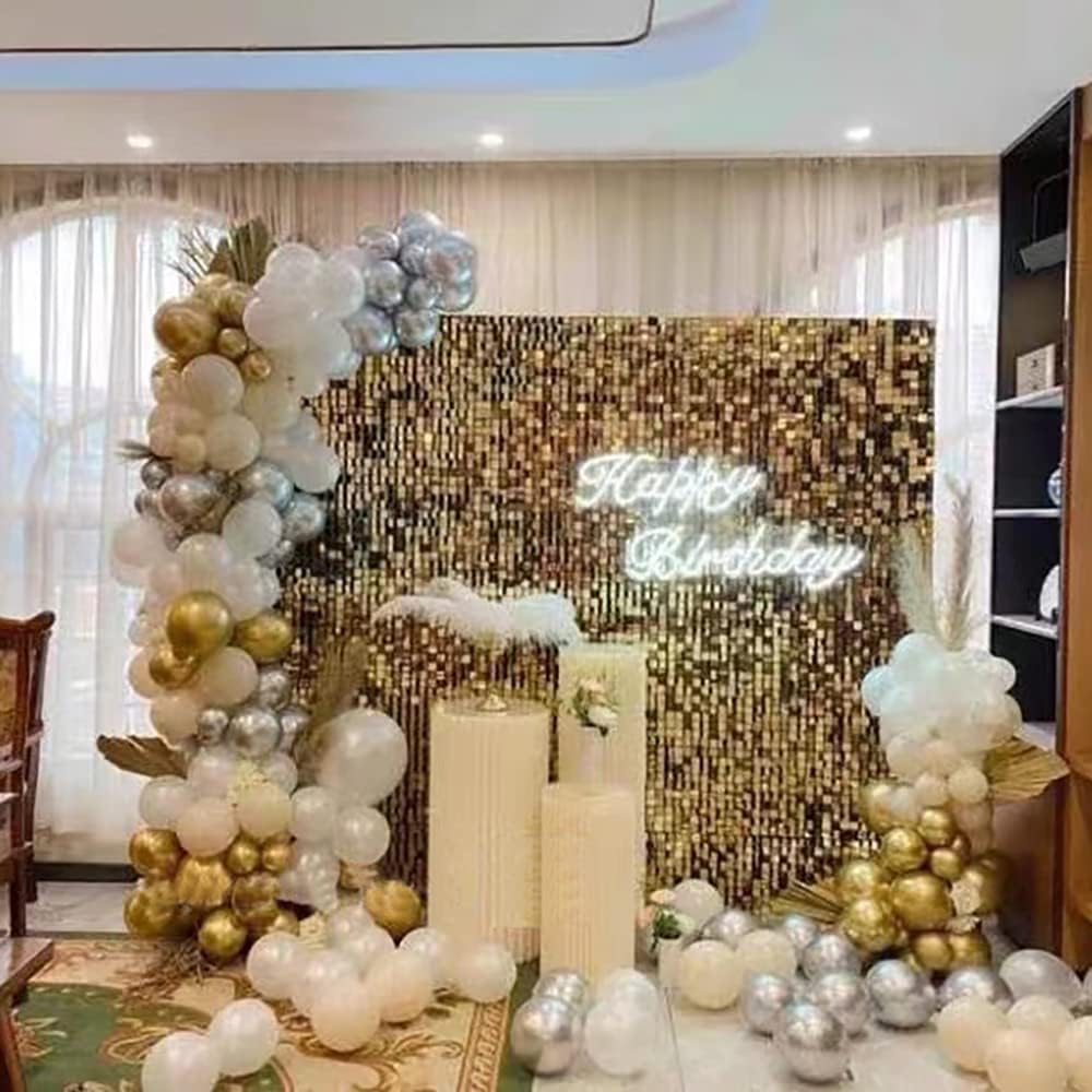 Gold Shimmer Wall Backdrop 12pcs Square Shimmer Wall Panels Party Decorations