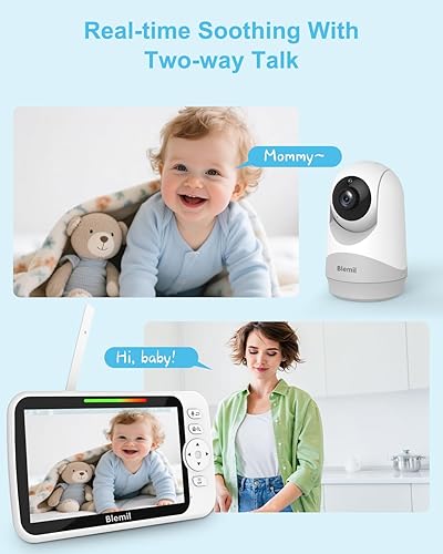 Miniatura 7 de Blemil Monitor de bebé de video actualizado con cámara y audio de 6 pulgadas, batería de 35 horas, monitor de bebé sin WiFi, cámara remota de