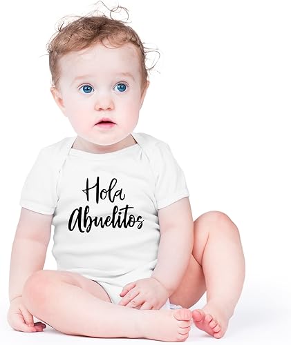 Vista 2 de AW Fashions Hola Abuelitos - Body para bebé, lindo y adorable mameluco para recién nacido, ropa unisex