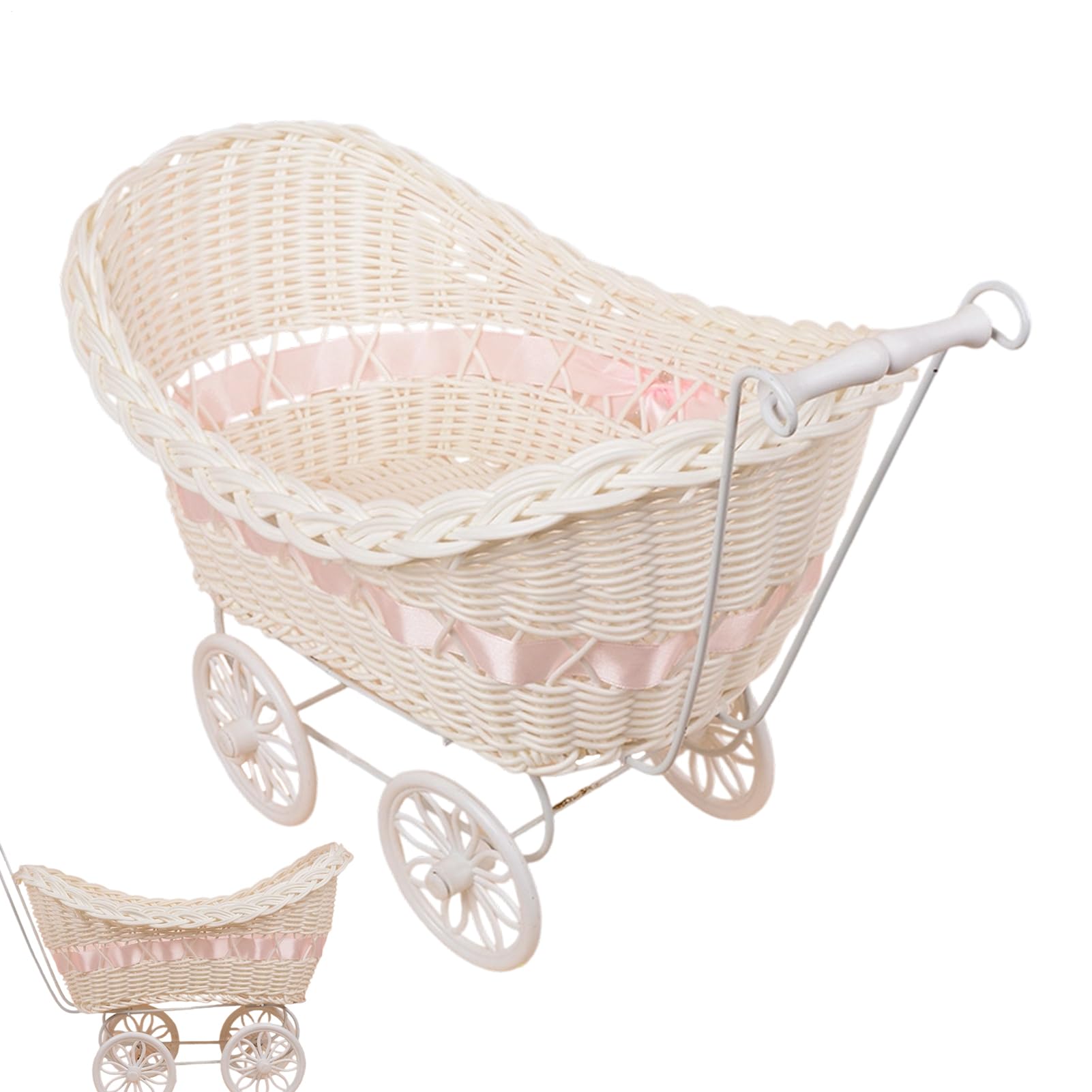 Decorazione per passeggino in tessuto per baby shower – Passeggino in finto rattan rustico, organizzazione casa e decorazione per la camera dei bambini, interni esterni, portico celebrazioni per